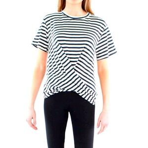 Anthropologie Maronie black/white stripped 💯 cotton tie back top.
